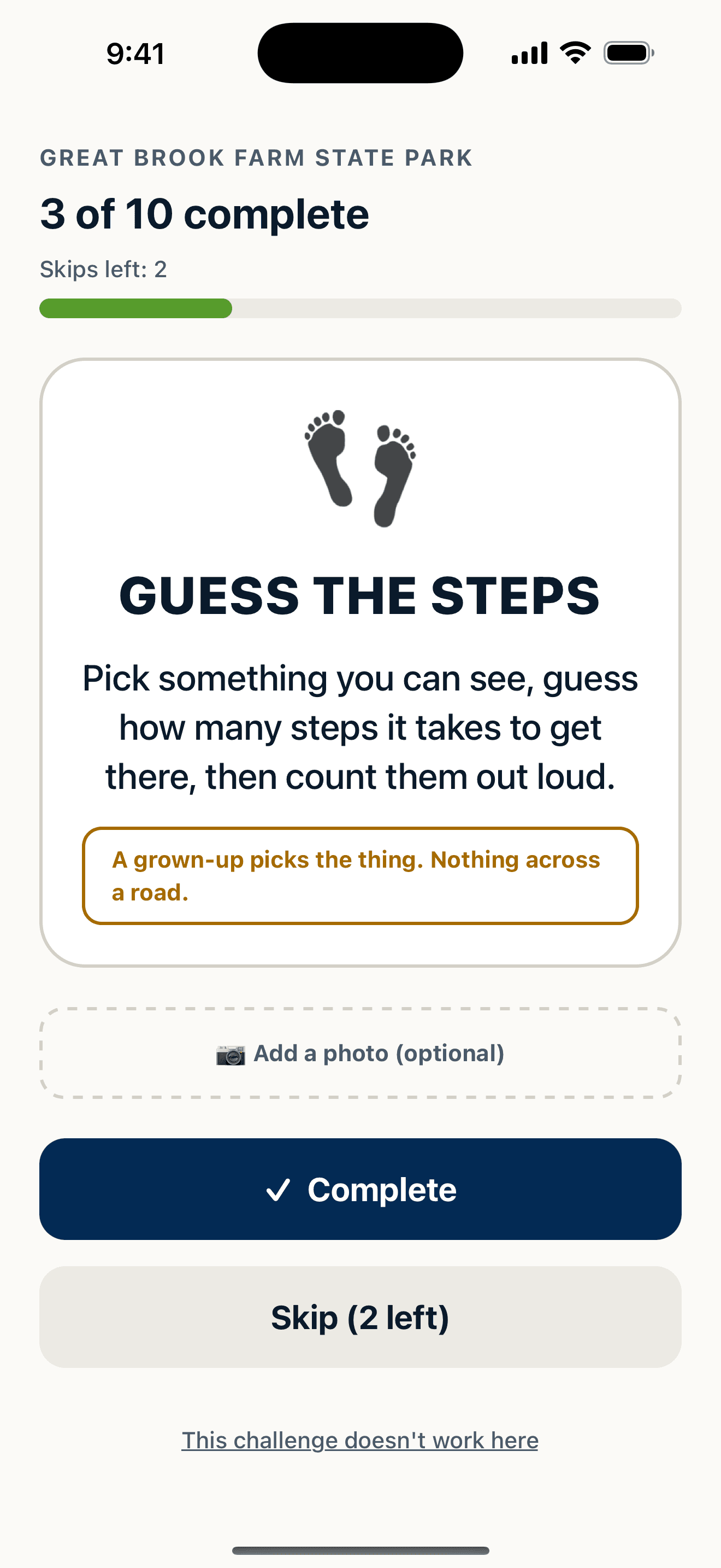 A challenge card